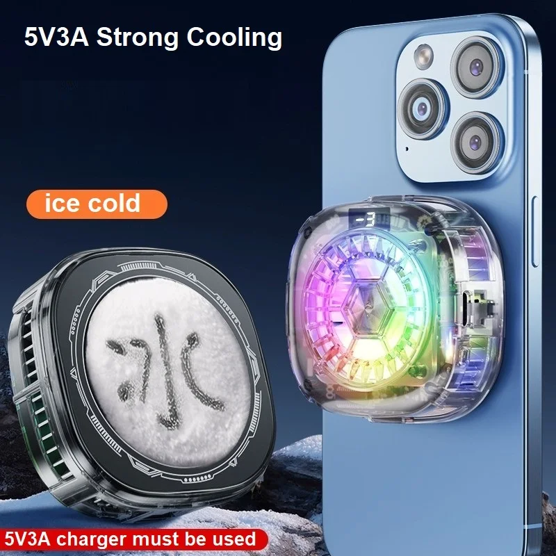 Phone Cooler 5V3A High-Power Cooling X122 Semiconductor Mobile Phone Cooler Ice Cold Radiator Magnetic & Back Clip Temperature Display