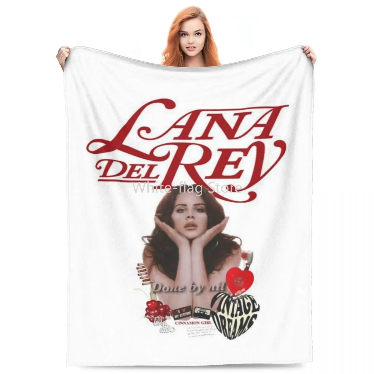 

L-Lana Del Reys Soft Warm Blanket Music Singer Travel Office Throw Blanket Winter Custom Flannel Bedspread Sofa Bed Cover