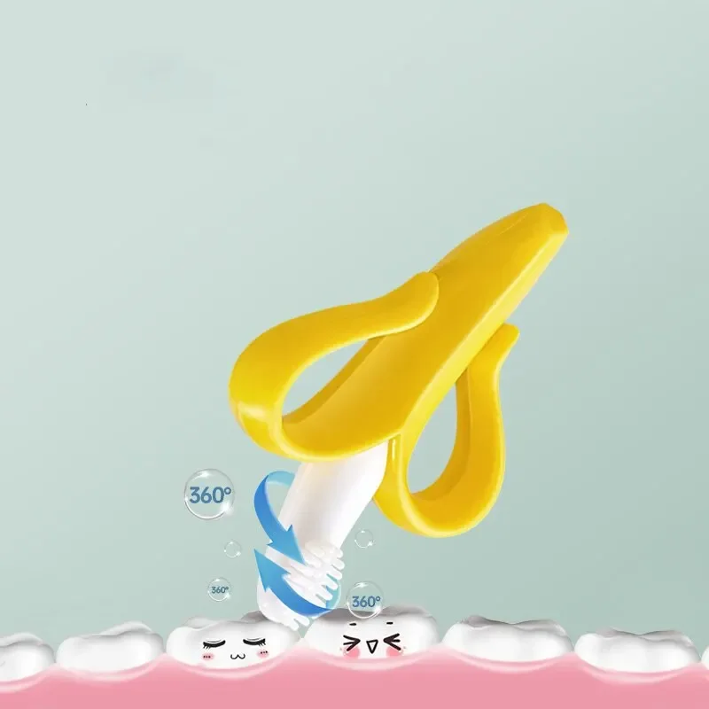 Banana Shape Safe Toddle Teether Baby Silicone Training Toothbrush BPA Free Banana Teething Ring Silicone Chew Dental Care Tooth