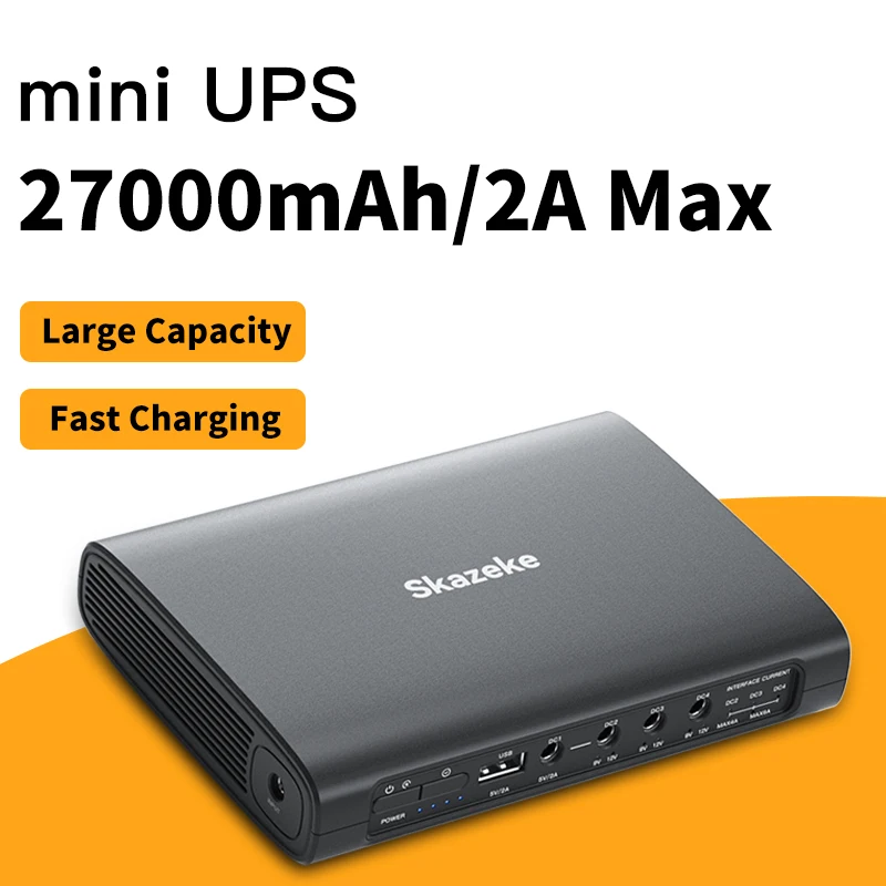27000mAh Uninterruptible Power Supply UPS for Wireless Router Modem Camera DC 5V/9V/12V 2A Large Capacity UPS Battery Backup PB1