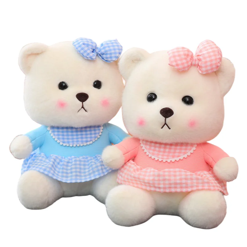 New Lovely Creative All Size Bears Wearing Blue Pink Skirt Soft Plush Toys Accompany Dolls Girls Birthday Christmas Gifts 22 5cm princess toys for girls bjd dolls movable joint birthday gift houseplay lovely kid toys beautiful pink dress fairy tales