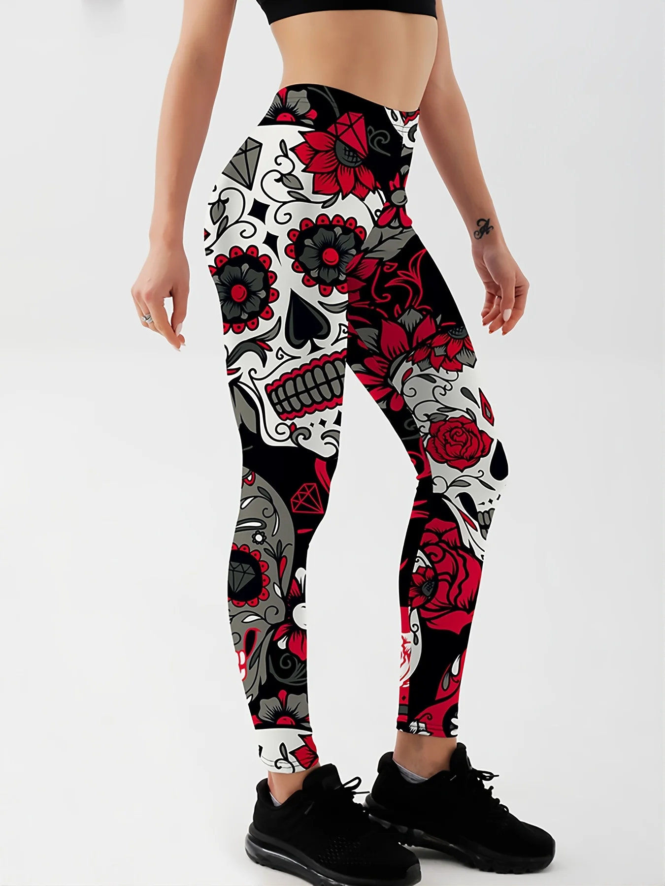 Qickitout Leggings Fitness Slim Women's colorful skull mas Legging Sexy Fashion Stretch Digital Print Pants Cool Trousers