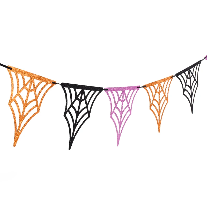 Halloween Hängende Girlande Cartoon Geist Fledermaus Spinne Bunting Papier Banner Halloween Party Hause Kamin Dekoration Lieferungen Kinder – Detail 9