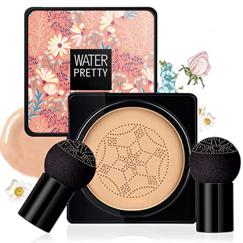Air Cushion CC Cream with Mushroom Head Applicator - Moisturizing, Long-Lasting, Natural Brightening Foundation