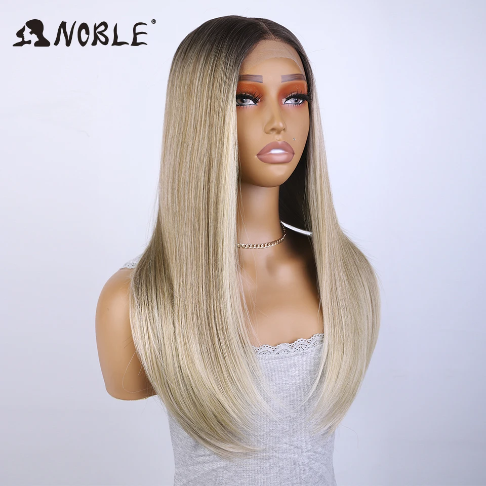 Noble Synthetic Lace Front Wig Straight Baby Hair 13X4 Lace Bob Wigs Synthetic Lace Wig 22 Inch blonde Wig For Women Wig