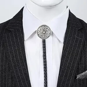 Adjustable Bull Head Five Stars Western Cowboy Bolo Tie Rodeo Dance Necktie Faux Leather Pendant Necklace bolo tie