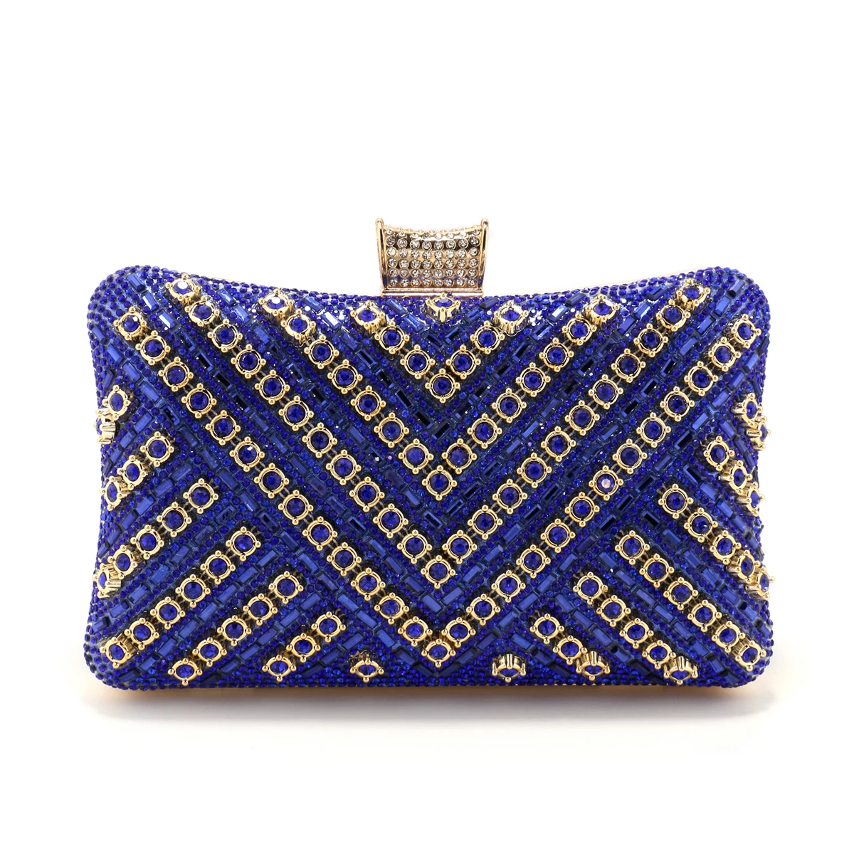 Golden Rhinestone Beaded Evening Clutch Bag for Women