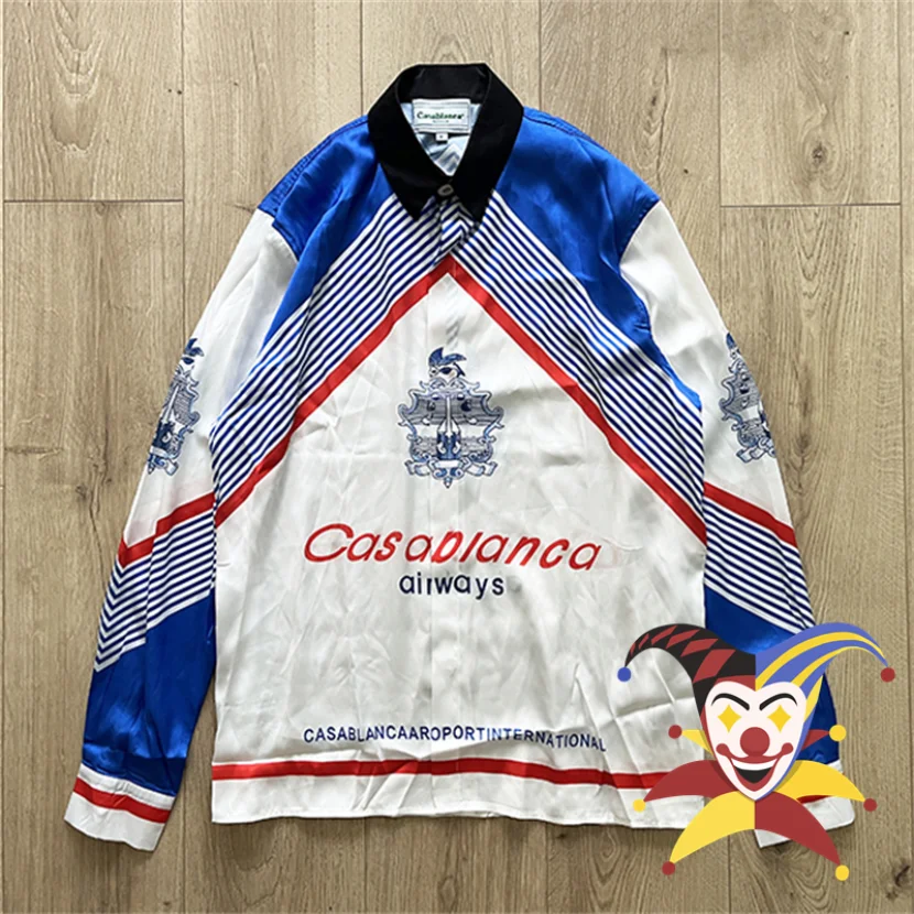 

Long Sleeve Casablanca Shirt Men Women Patchwork Colour Hawaii Beach Hawaiian Silk Shirts