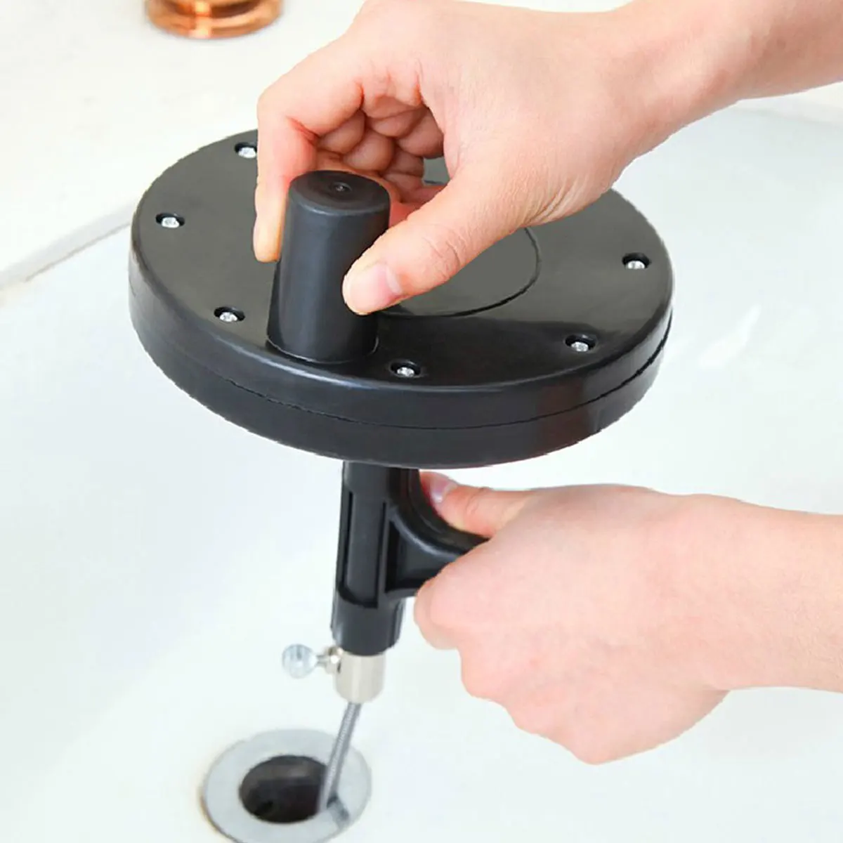Manual Drain Pipe Cleaner Auger Tool for Bathroom Sink