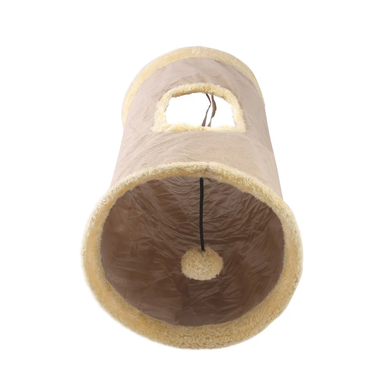 Collapsible Cat Tunnel Pet Cat Toys Play Tunnel Durable Suede Pet Toys Play Tunnel with Ball and Hole Pet Supplies