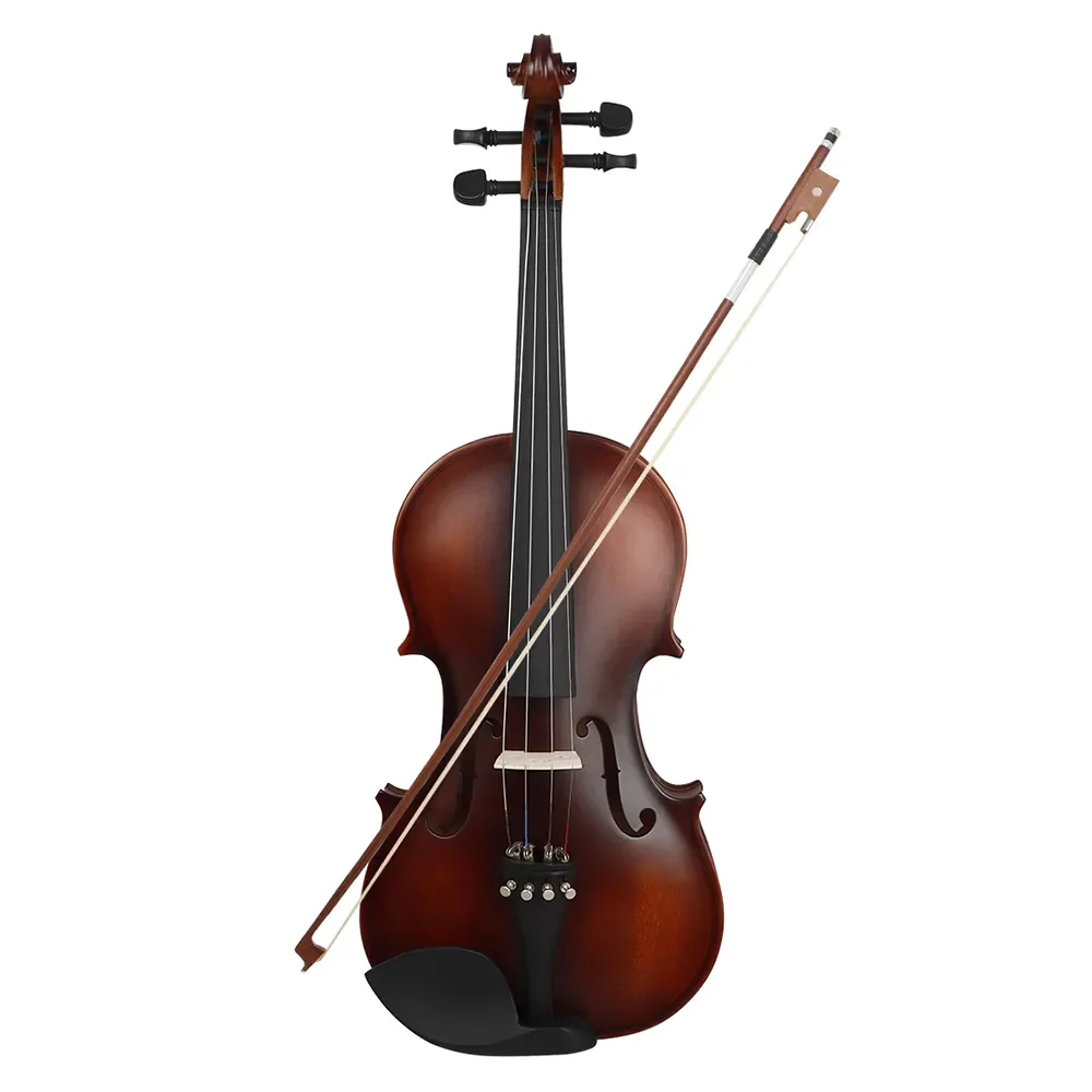 4/4 Retro Matte Finish Solid Wood Natural Acoustic Violin with Optional String Instrument Set - Original Design