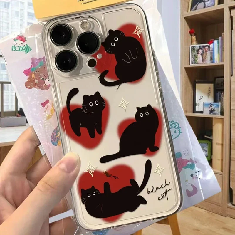 Love Heart Black Cat Phone Case