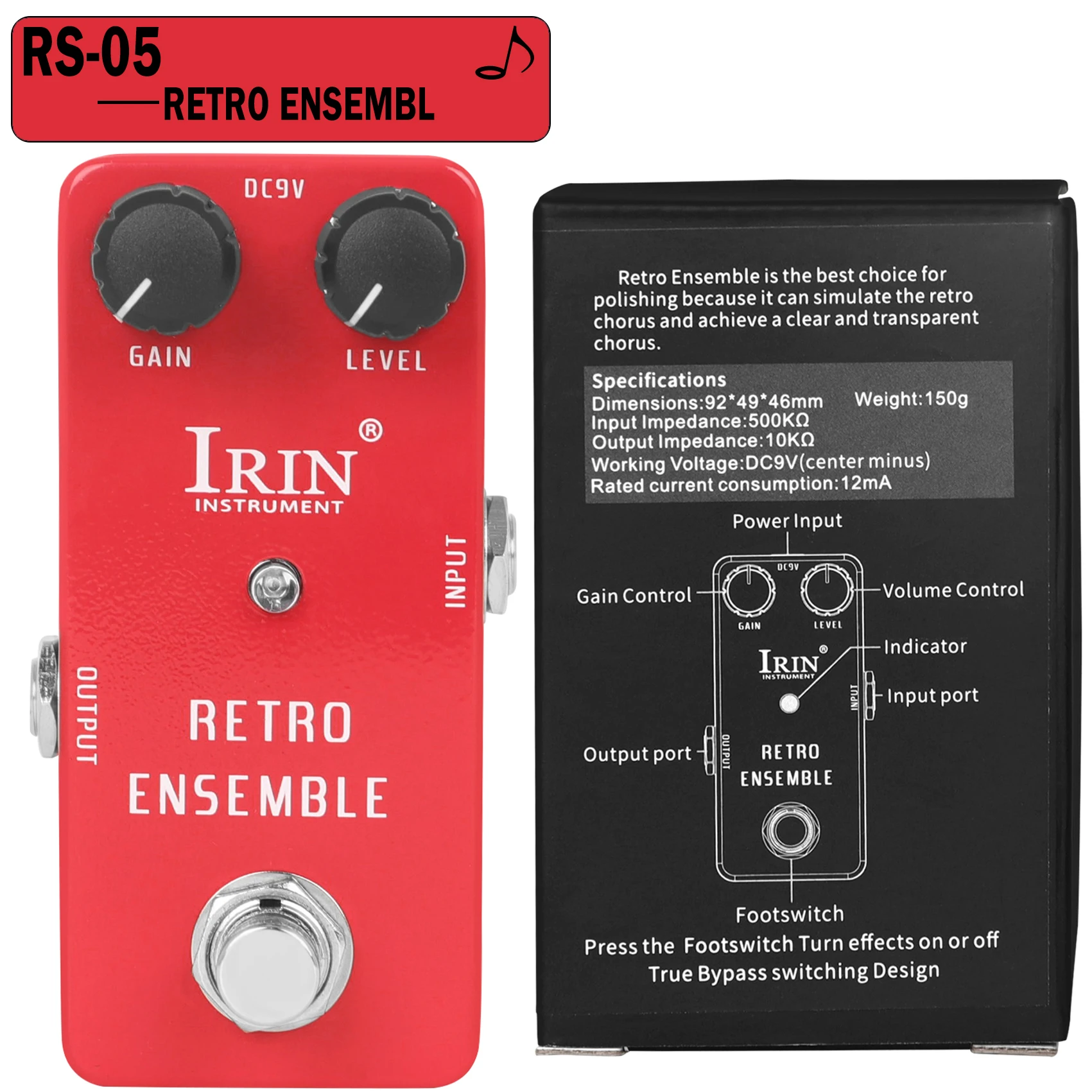 Enhanced Electric Guitar Effects Pedal: Versatile Fuzz, Overdrive, Distortion, Flanger, Ensemble & Tremolo Effects Accessory