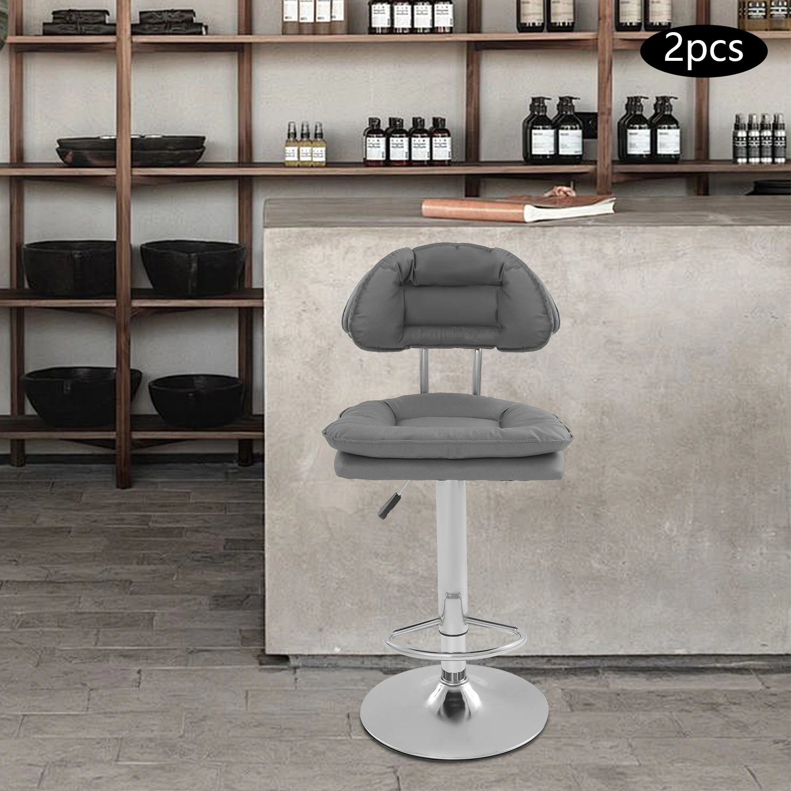2 Stück freistehende Barhocker, höhenverstellbarer Barhocker 360 ° Drehbarer Stuhl für das Esszimmer – Detail 8