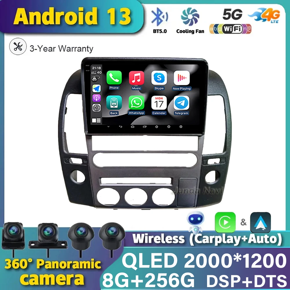 Автомагнитола для Nissan Navara 3 D40 2004- 2010 Android 13 мультимедийный видеоплеер GPS 4G Carplay Авторадио 2K QLED головное устройство Colo