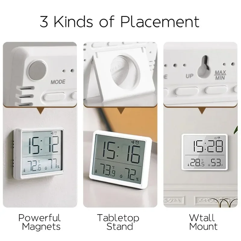 LCD Digital Wall Clock Large Screen Display Multi-Function Magnetic Design Thermometer Humidity Monitor Home and Decoration Led 3
