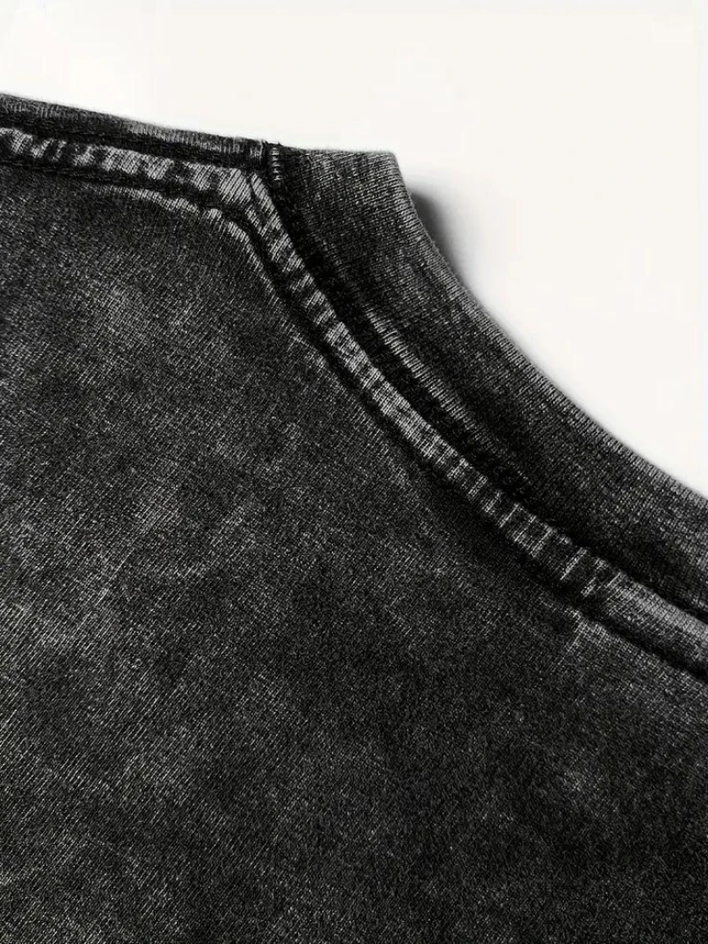 Y2K Übergroßes Gothic-Engelsflügel-T-Shirt: Gewaschene Schwere Baumwolle, Vintage Streetwear Grafik Neue Frühjahr/Sommer-Kollektion – Detail 6