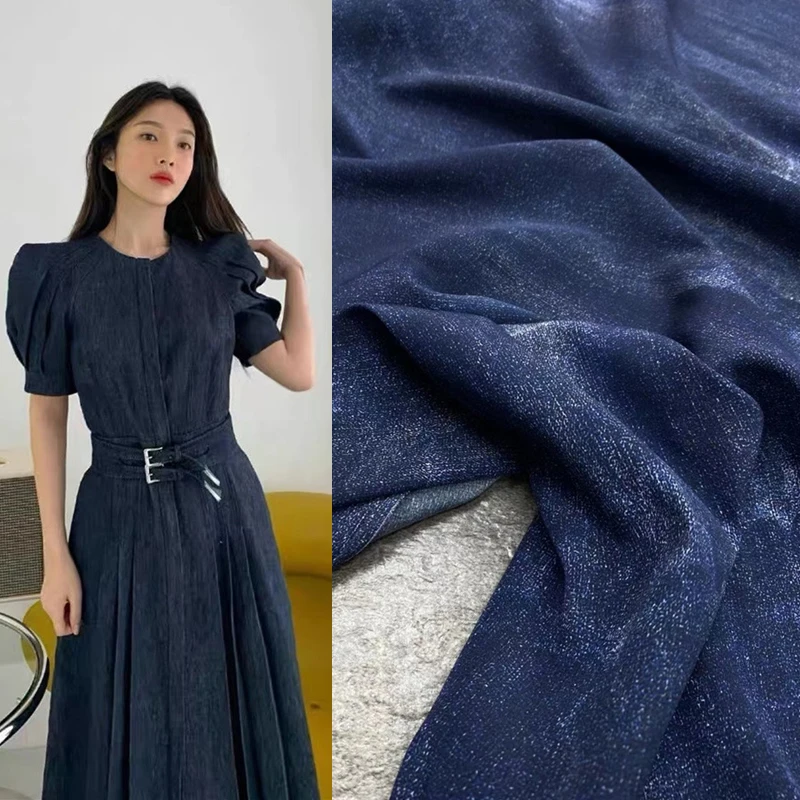 

Классический Модный счетчик в стиле Tie Dye джинсовый стрейч Шелковый крепдешин ткань для платья Брюки Костюм Одежда швейная ткань Div