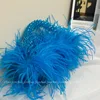 Pearl Bead Bag With Ostrich Feather Fur Designer Brand Clear Acrylic Crystal Stone Box Tote Handbag Women Handmade Party Purse 2