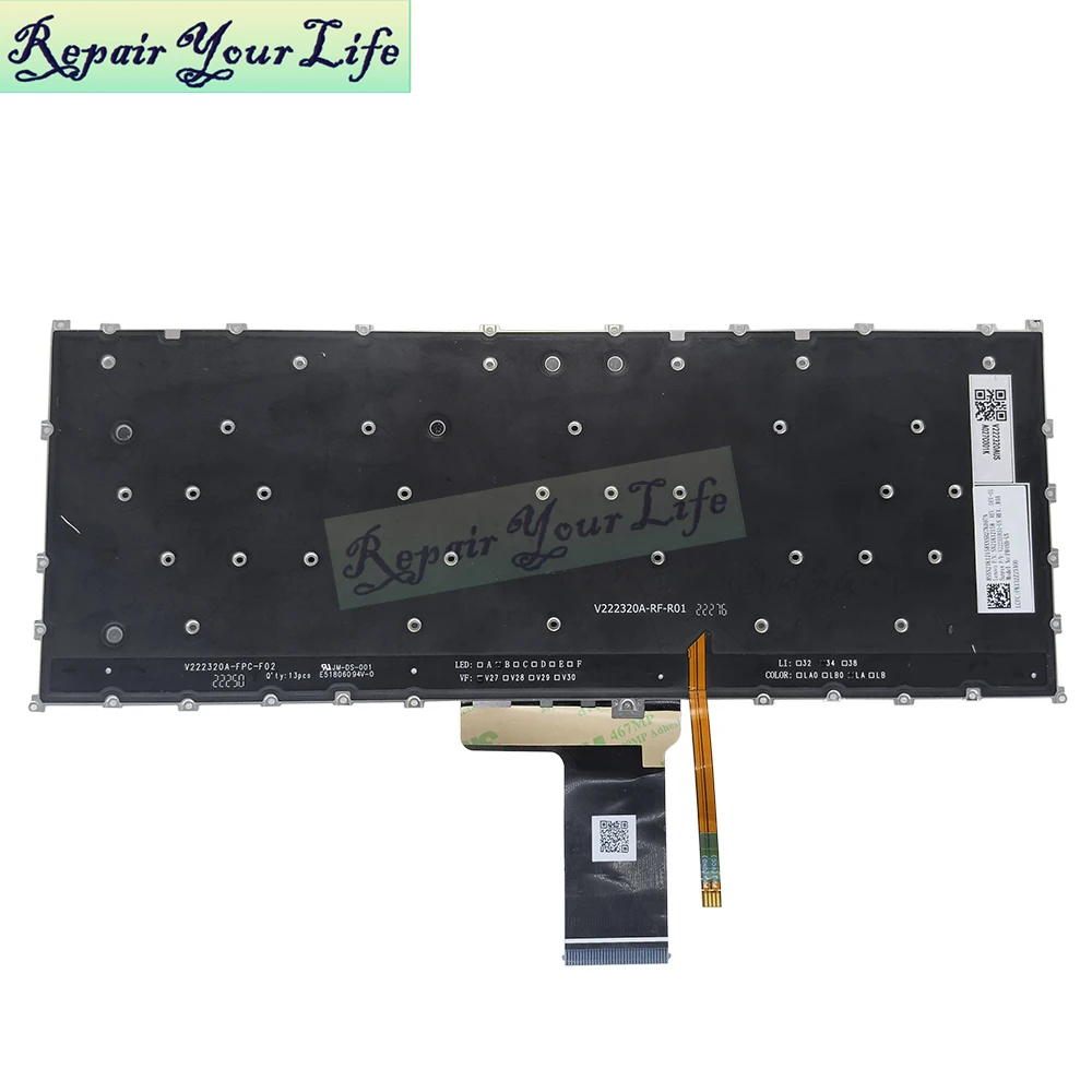 Teclado Retroiluminado Inglês dos Eua para Lenovo Teclado do Portátil Luz de Fundo Ioga 14irl8 82yl em Ph4sb-us V222320as1-us Sn21k12158 - Imagem 2