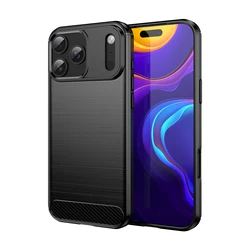 Sleek Carbon Fiber Design Rubber TPU Silicone Phone Case - iPhone 12 Mini (Black)