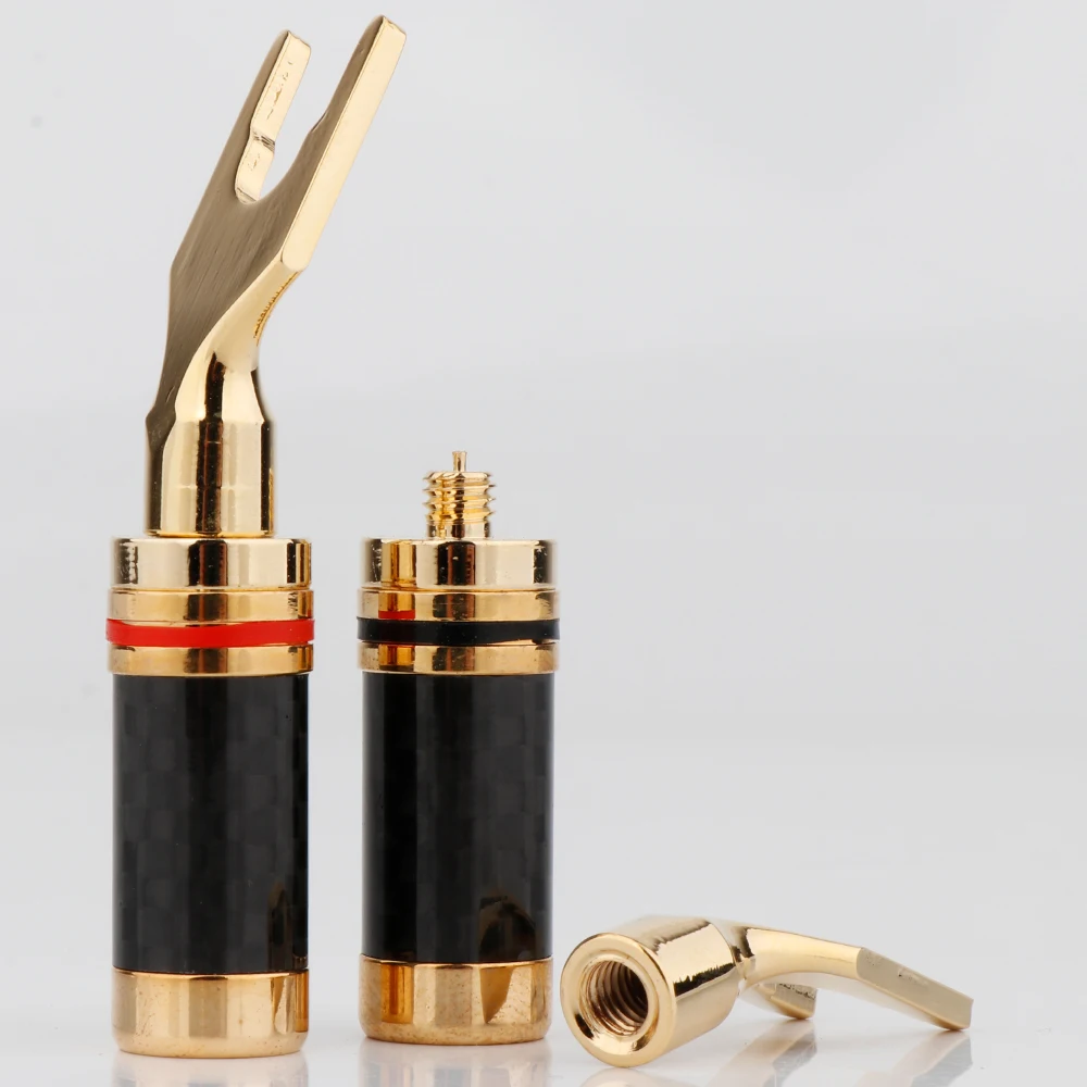 SY1532 Speaker Cable Copper Gold Plated Carbon Fiber spade plug