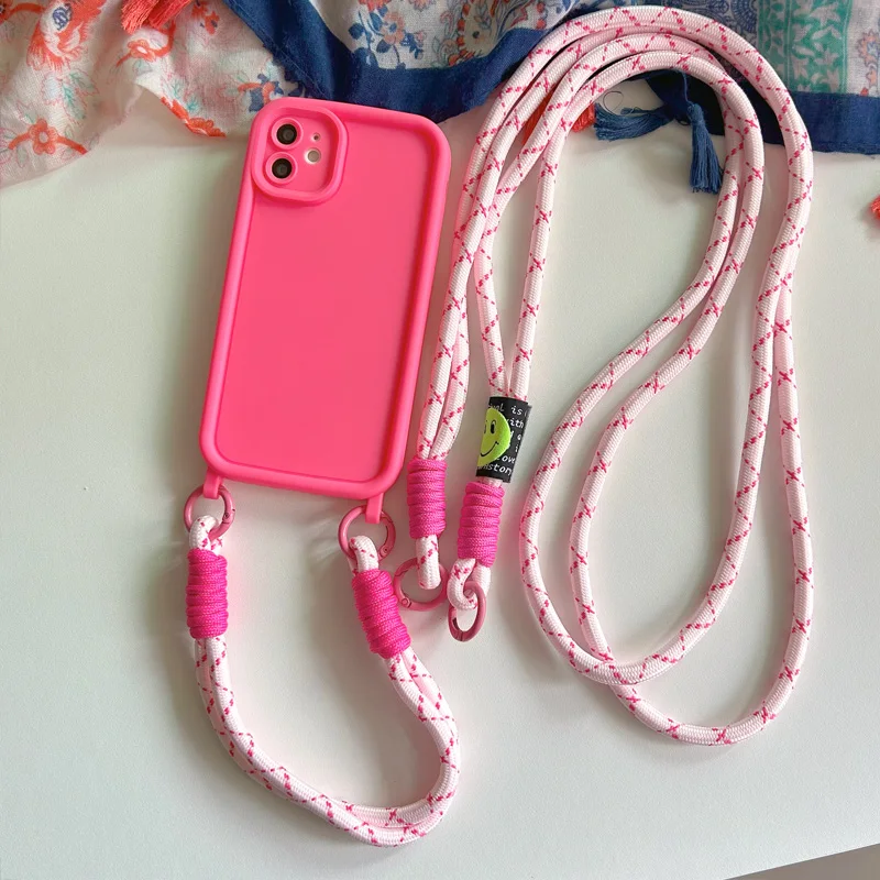 Crossbody Lanyard Silicone Phone Case For iphone 17 Air 16E 16 15 14 13 12 11 Pro Max Plus Soft Back Cover