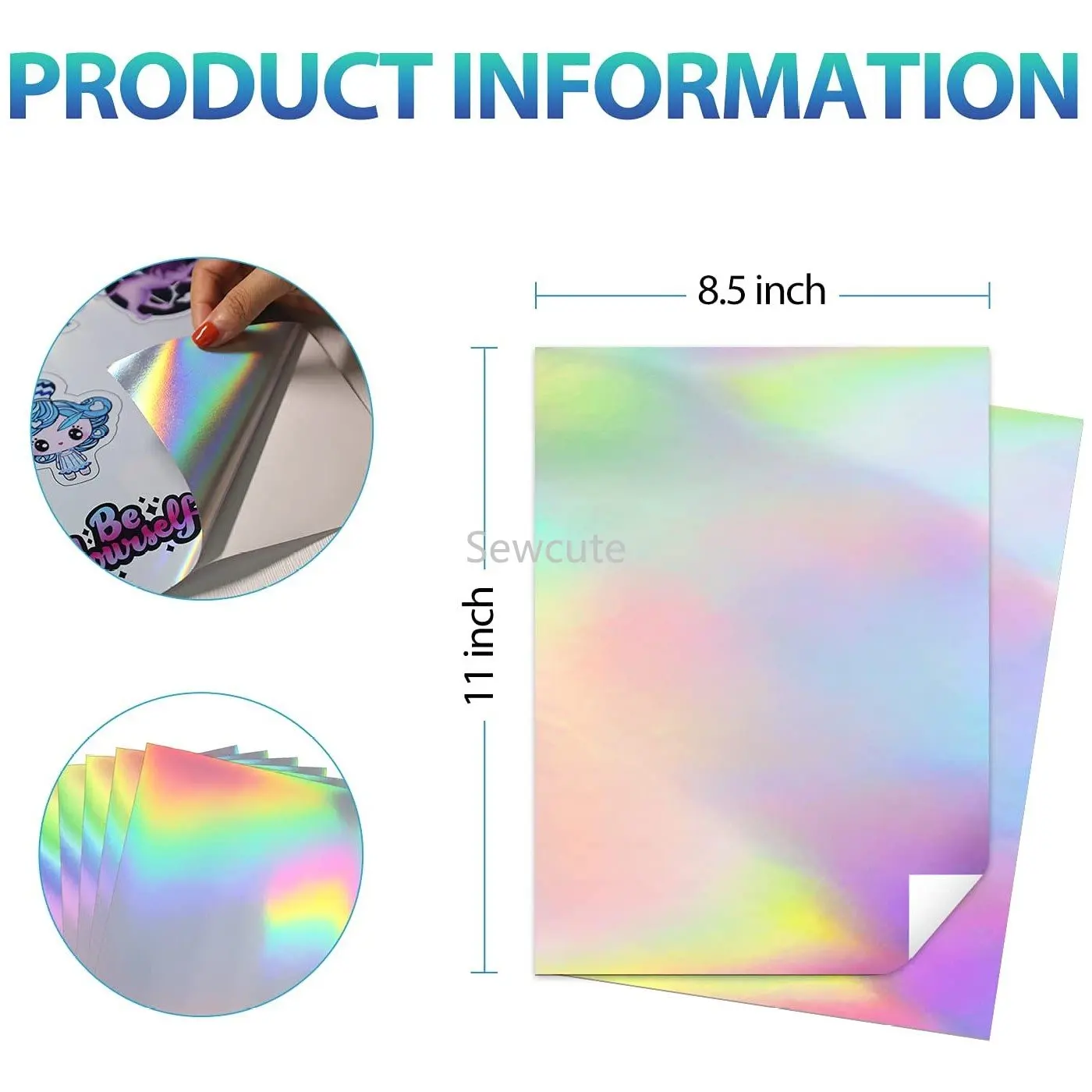 10Sheets Holographic Sticker Paper Vinyl Sticker Paper for Ink Jet Laser  Printer Printable Adhesive Waterproof Dries Quickly - AliExpress