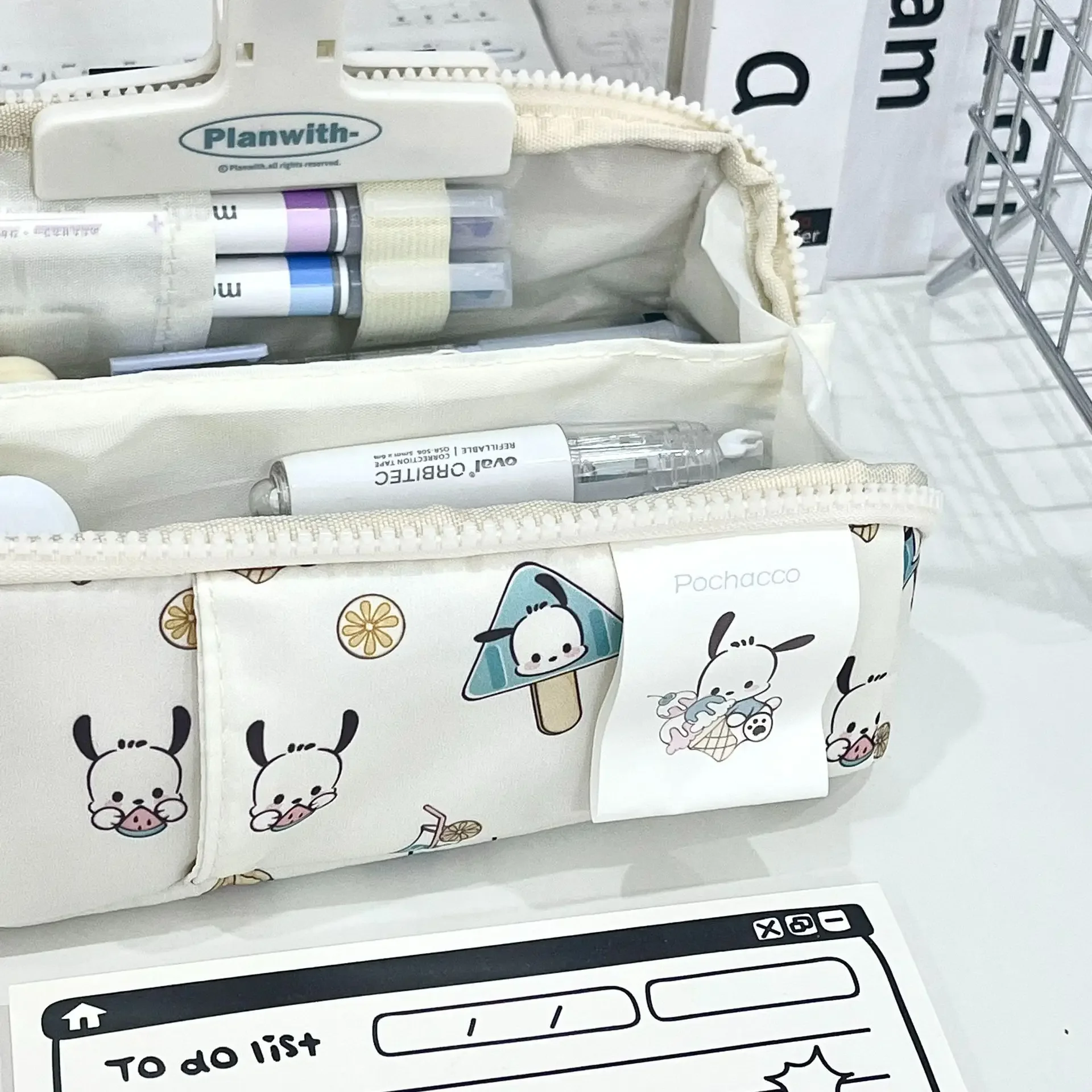 

Kawaii Sanrio ручка сумка понравило милый аниме принт большой емкости Девочка Сердце студент простой двухслойный многофункциональная ручка