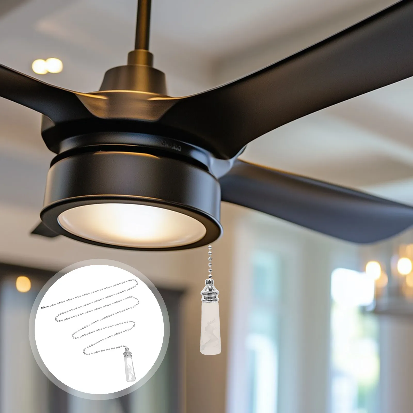 Fan String Extender Crystal Fan Pull Chain Extension Glass Ceiling Fan Cord Extender ...