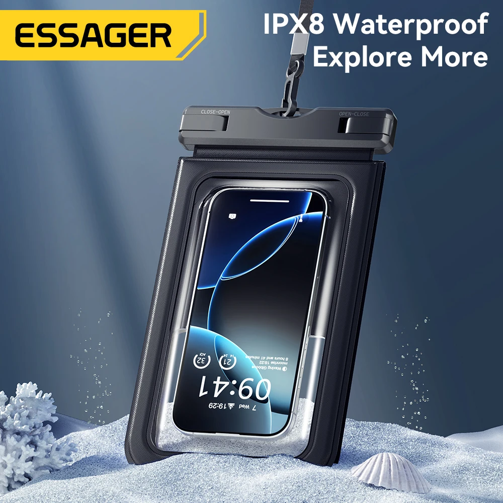 Essager IPX8 Dual-pocket Waterproof Phone Bag For iPhone 16 15 14 Pro Max Drift Diving Surfing Swim Pouch Bag Universal Cover