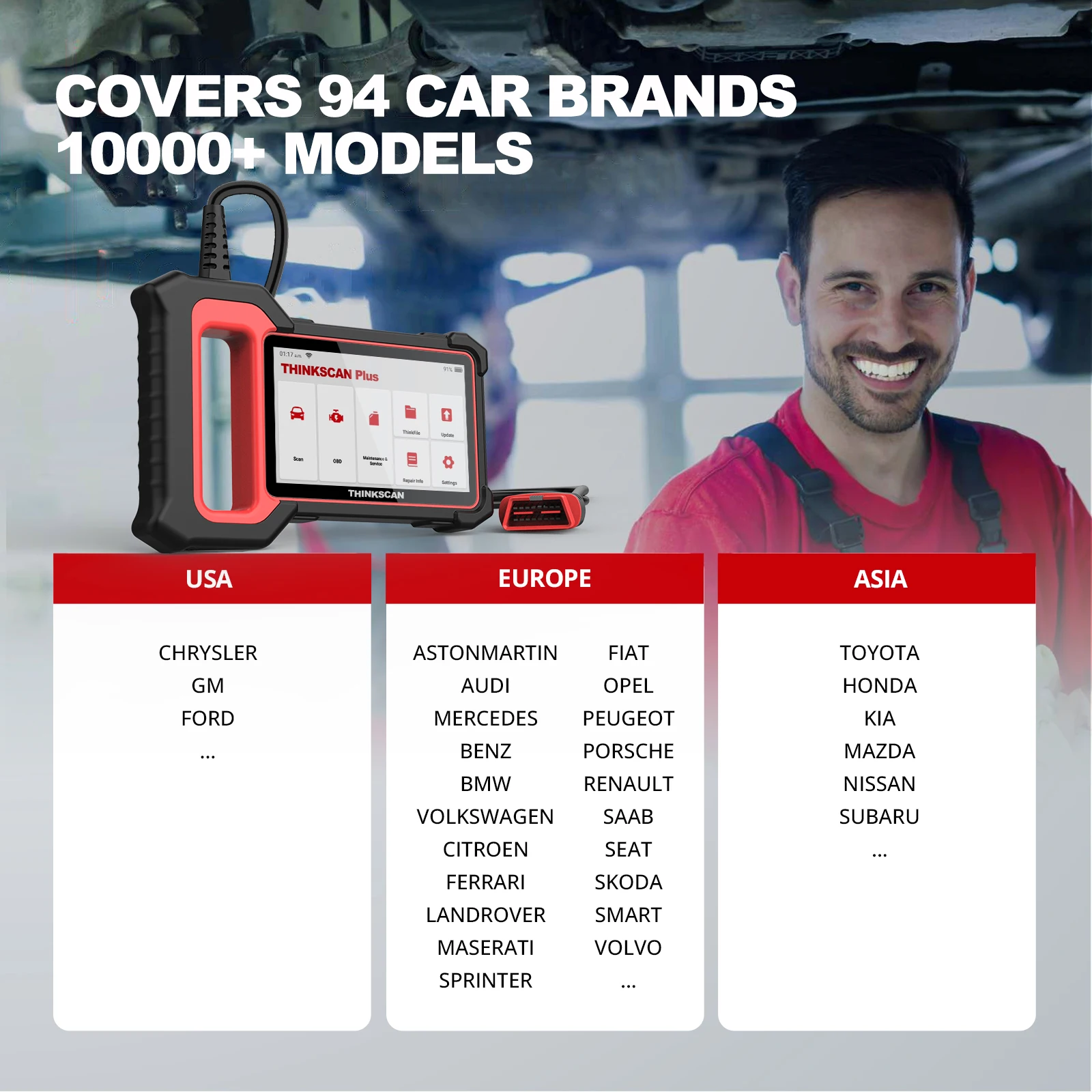 THINKSCAN PLUS S4/S6/S7 OBD2 Car Diagnostic Tools Multi System Scan ABS SRS ECM TCM BCM IC AC Reset Code Reader Auto Scanner - 5