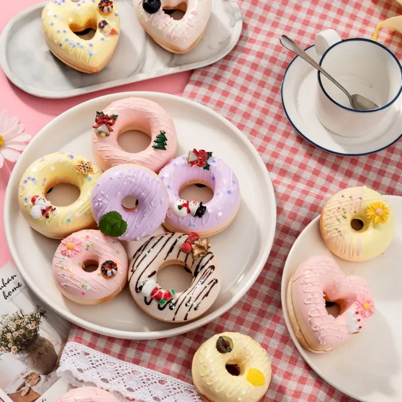 1pc Artificial Decorations Foods Pu Material Simulated Donut Bread Pastry Model Fake Snacks Hotel Decoration Mold Supplies food model food photography props kitchen food toys fake food prank toys
