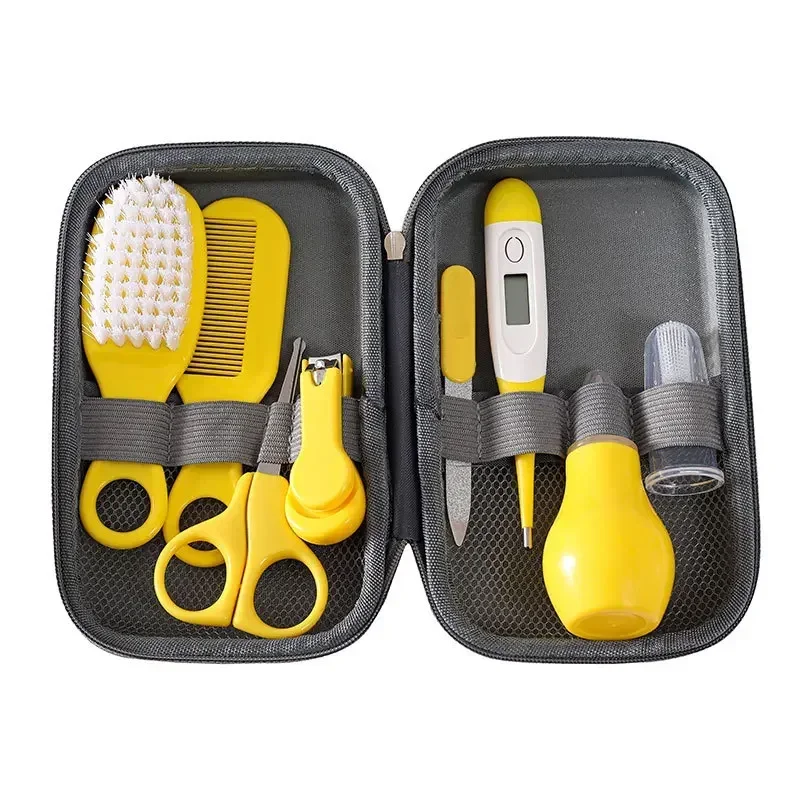 Baby Nasal Aspirator Nail Scissors Cartoon Set Daily Cleaning Supplies Care Bag Baby Care EVA Bag Eight-piece Set