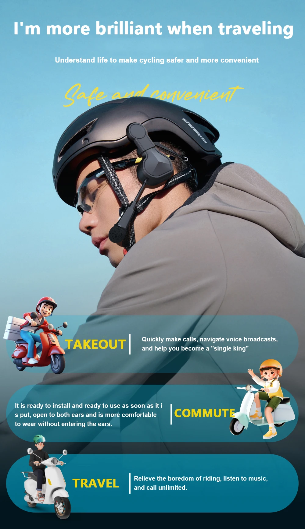 Bt9 Motorrad Bluetooth Doppelohr-Helm-Headset, 20 Stunden Akkulaufzeit von 800 m, Gegensprechanlage, wasserdichter Musik-Mikrofon-Player – Detail 3