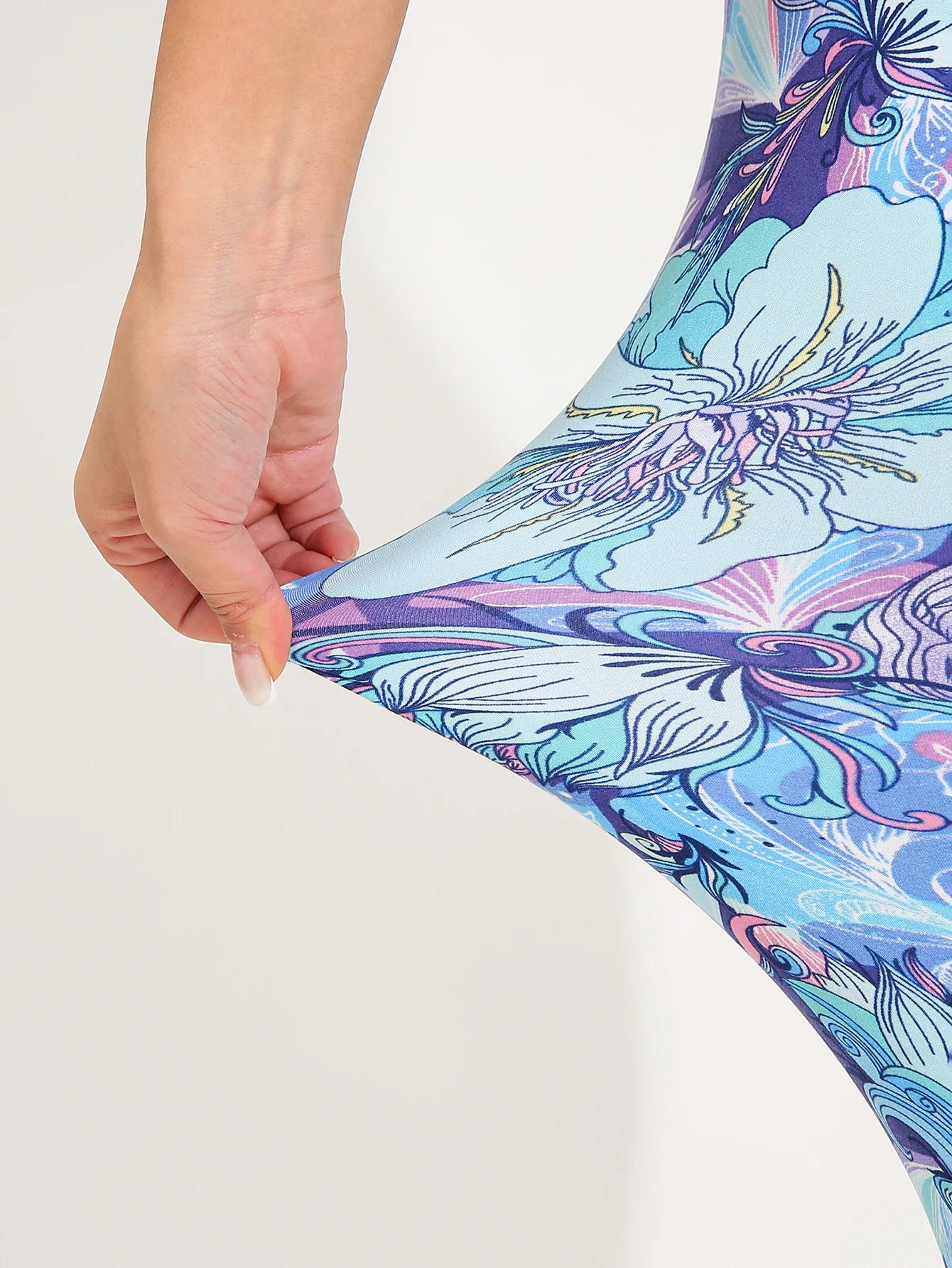 Fashionable And Casual Women's Legging Purple Blue Flower Sports Fitness Yoga Pants Sexy And Elegant High Stretch Pencil Pants 6