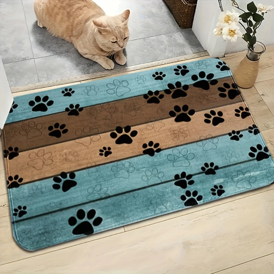 smiry Paillasson d'intérieur pour chien motif pattes boueuses, absorbe l' humidité et la saleté, paillasson discret lavable, pour sol, maison et entrée (76,2 x 50,8 cm, gris