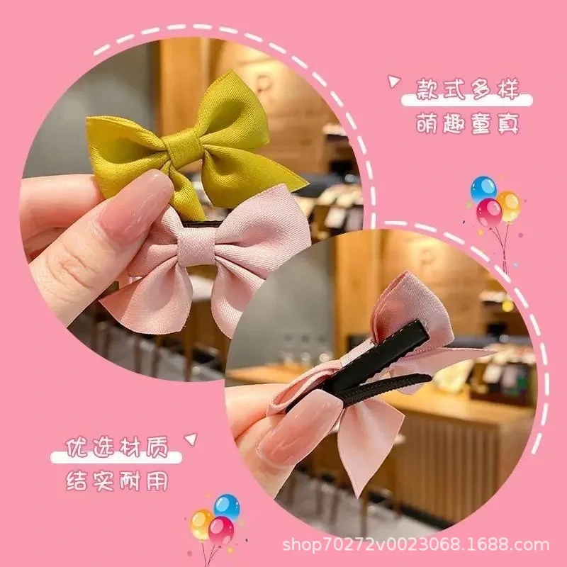 Sweet Solid Color Bows Hair Clip For Kids Girls Handmade Hairpins Barrettes Headwear Fashion Cute Princess Hairpin Birthday Gift