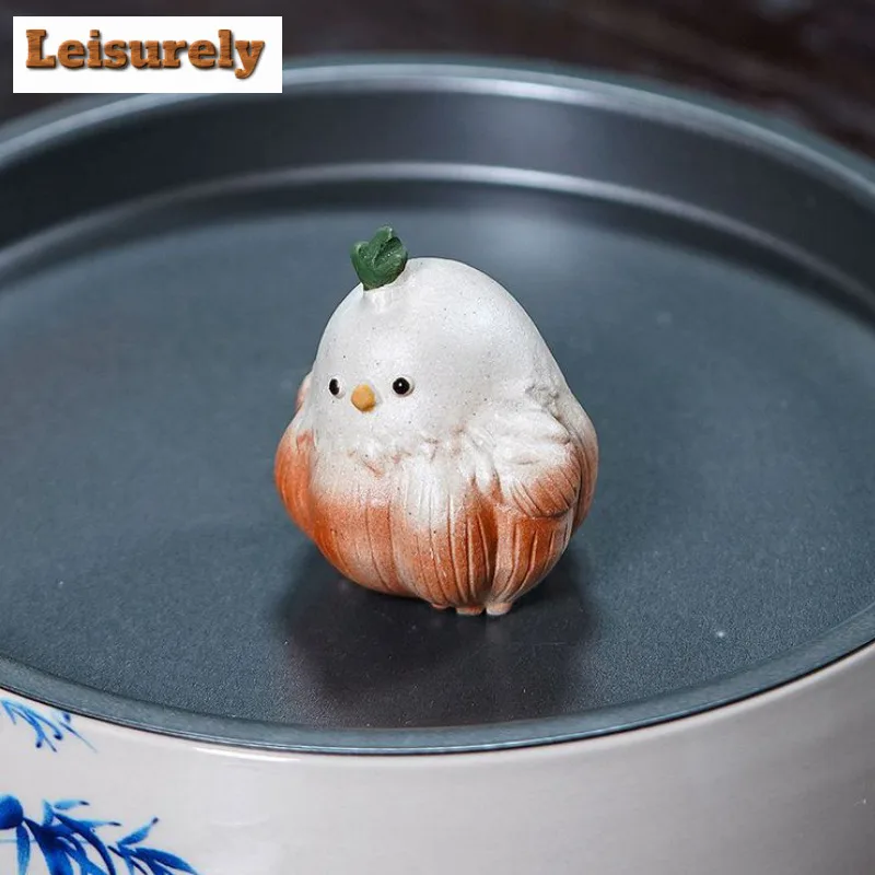 Yixing Zisha Garlic Bird Tea Pet Creative Tea Sculpture Tea Figurine Play Toys Tea Statue Ornaments Can Be Raised Decoration