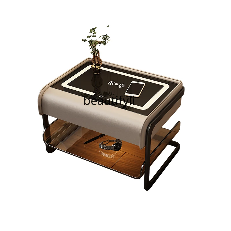 

Smart Bedside Table Modern Minimalist Bedroom Light Luxury Multifunctional Acrylic Wireless Charger Bedside