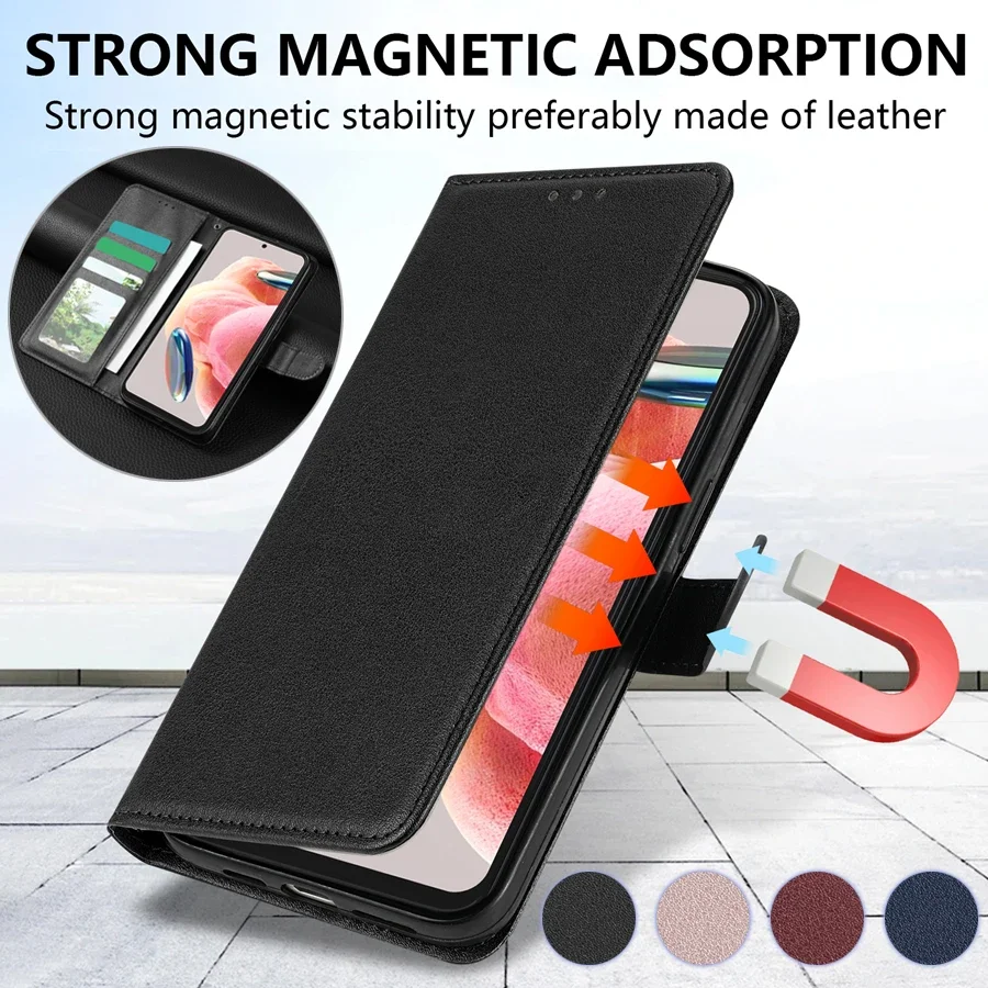 Leather Wallet Case with Card Slot and Photo Frame Stand, Magnetic Flip Design