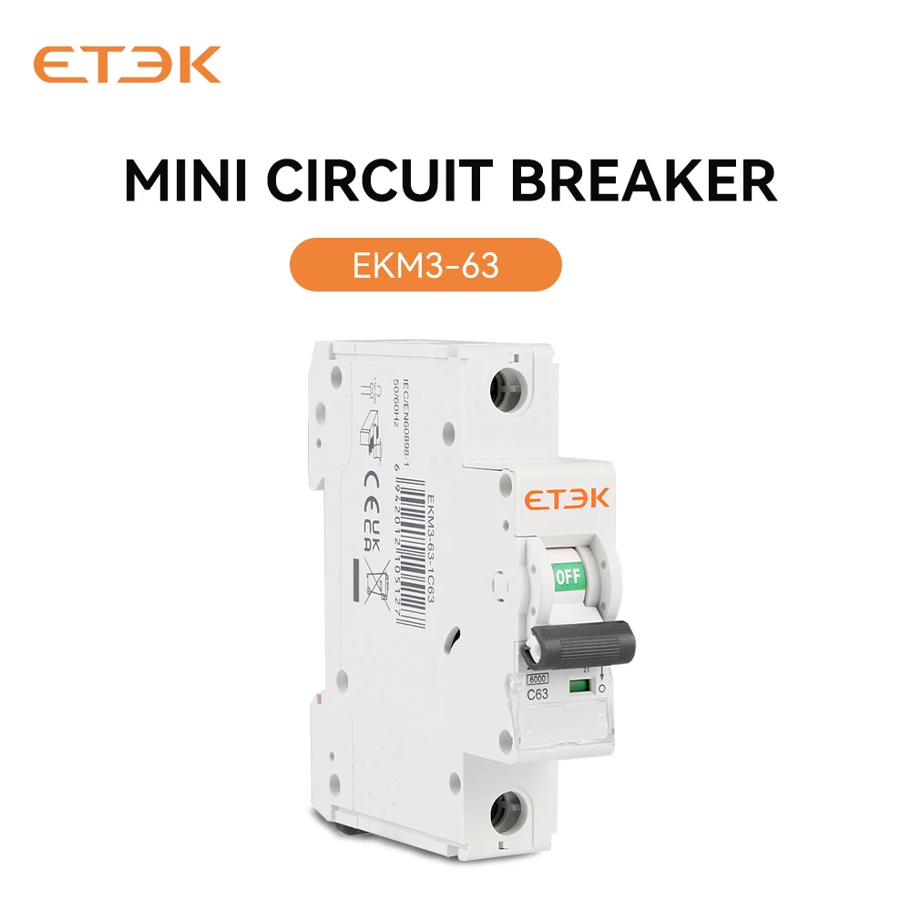 ETEK MCB Low Voltage C Curve 2p Miniature Circuit Breaker 6kA With UKCA CB Certificates Mini MCB EKM3-2P circuit breaker