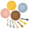2Pcs/Set Silicone Baby Feeding Plate Tableware For Kid Waterproof Suction Dishes With Spoon Children Train Baby Stuff 3