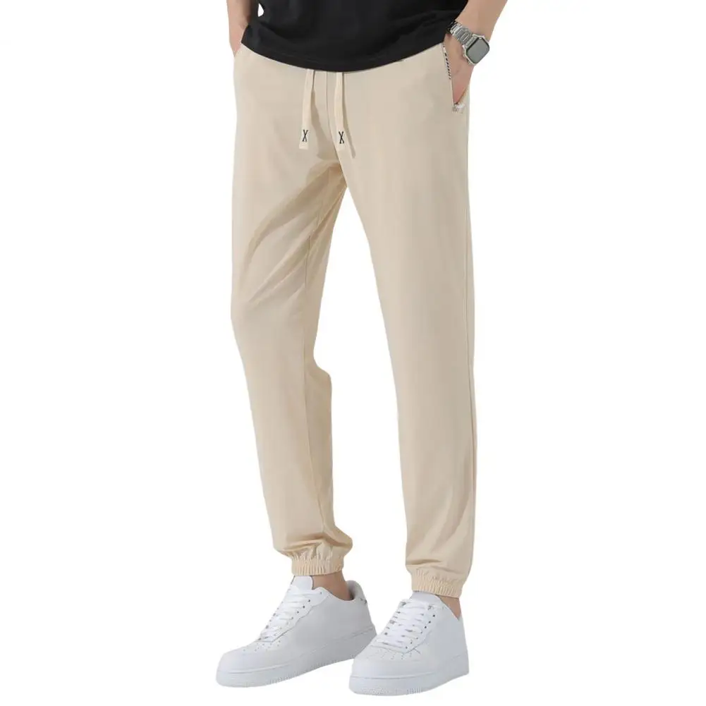 Description Picture 5 of itemMen Sports Pants Quick Dry Unisex Gym Sweatpants With Side Pockets Elastic Waistband Lightweight Ice Silk Joggers For Training