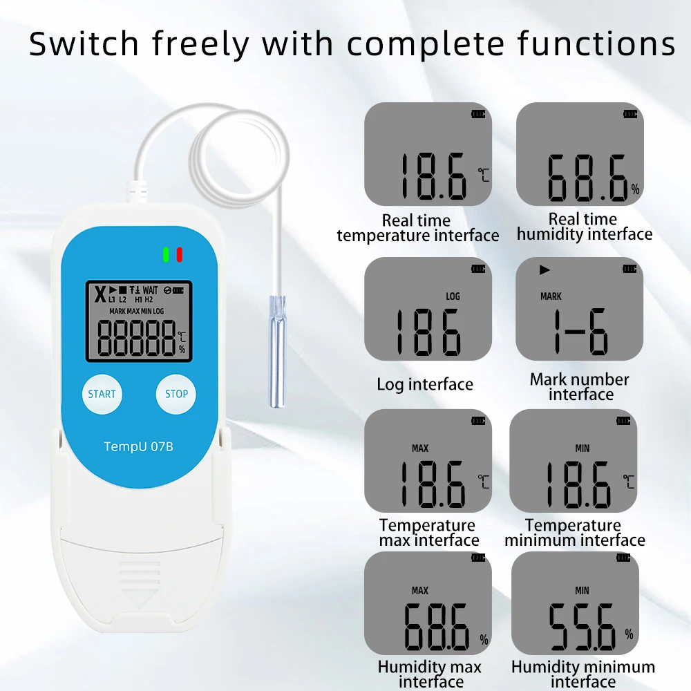 TempU07B USB Data Logger Temperature/Humidity Recorder for Refrigerator Storage