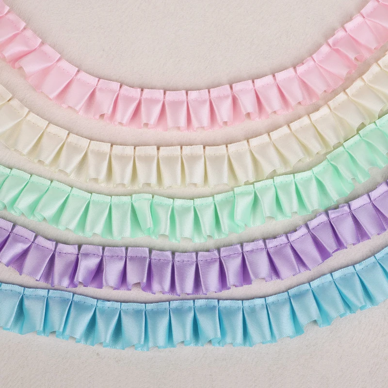 3Yards Pleated Lace Ribbon Trimming For Party Dress Sewing Garment Clothing DIY Crafts Supplies Needlework Fabric Wedding Decor