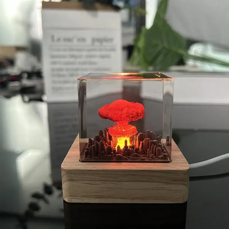 

Nuclear Light Resin Mushroom Cloud Shape Rechargeable Night Light 3D Atomic Atmosphere Lamp Atmosphere Lamp Decoration Supplies