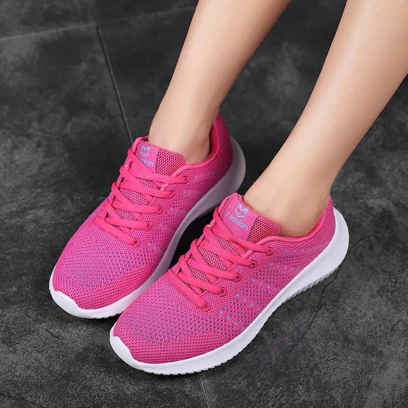 Sneakers Women Running Shoes Lace-up Casual Jogging Shoe Mesh Ladies Walks Sports Shoes Lightweight Tennis Trainers