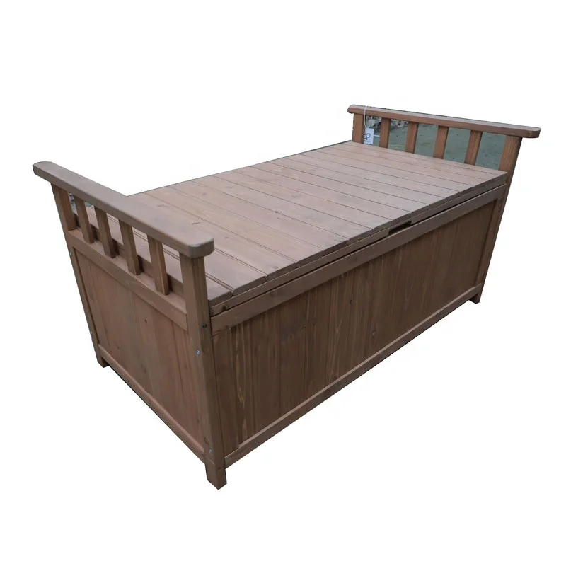 מדף אחסון מושב עץ גינה חיצוני מעץ massif