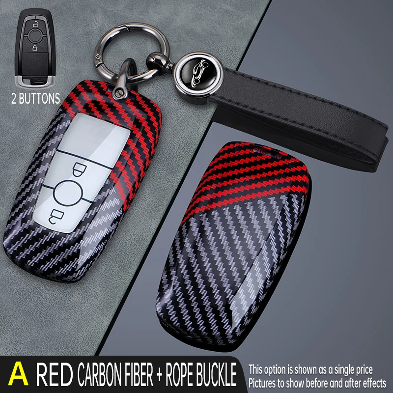 2/4/5 Buttons Carbon Fiber Car Key Cover Case Shell for Ford Edge